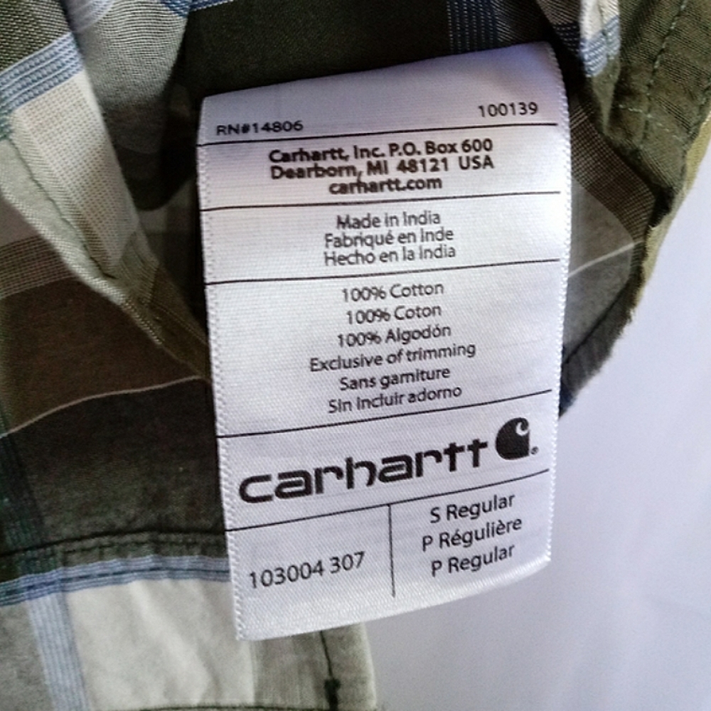 New w/Tags Carhartt Relaxed Fit Short Sleeve Plaid Button-Up Shirt - Small - Picture 5 of 8